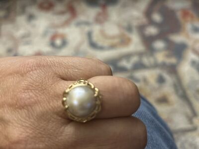 Stamped 14k Authentic Mabe Pearl Ring Size 6.25