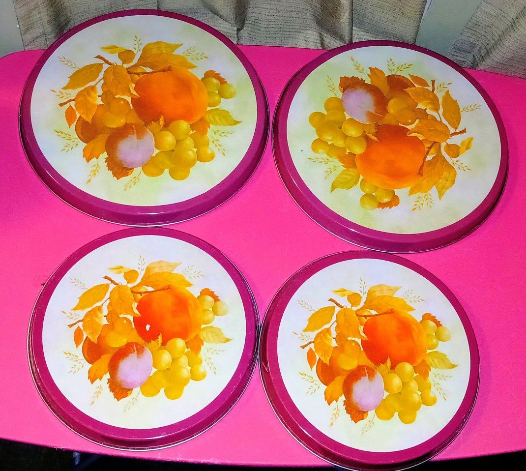 Vintage 1970's, fruit motif stove burner covers set of 4