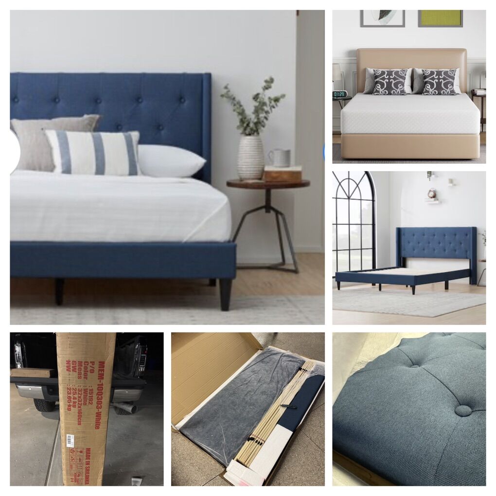 Queen Upholstered Bed With 10 Inch mattress - New