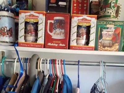 Budweiser Holiday Steins 2001 & 2005 - "Holiday at The Capitol" & Winter Scene