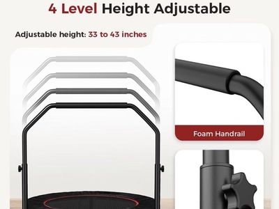 40 inch Rebounder Trampoline with Adjustable Handles for Indoor/Outdoor Fitness