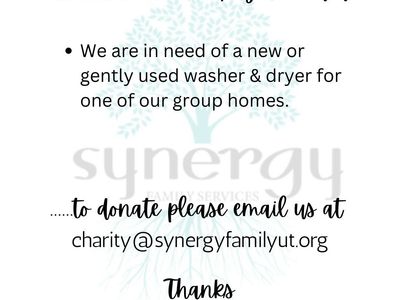 Synergy Family Foundation - In Need of a Clothes Washer and Dryer
