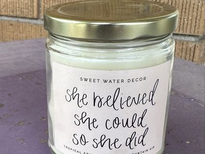 Sweet Water Decor "She Believed She Could" Tropical Fruit Soy Wax Blend Candle 9oz gift candle