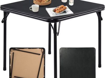 NEW Vingili Black Square Folding Table 34" x 34" Portable Commercial Table Bifolding