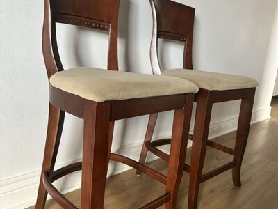 Set Of 2 Solid Wood Counter-Height Bar Stools