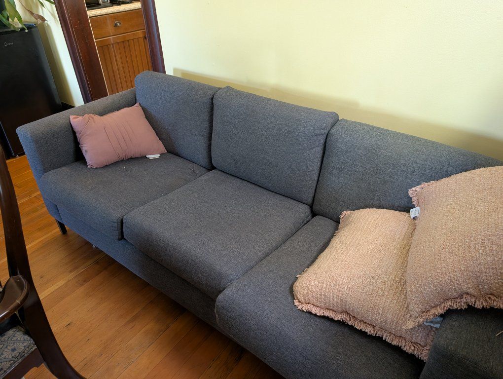 3-Seater Gray Fabric Sofa