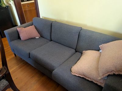 3-Seater Gray Fabric Sofa