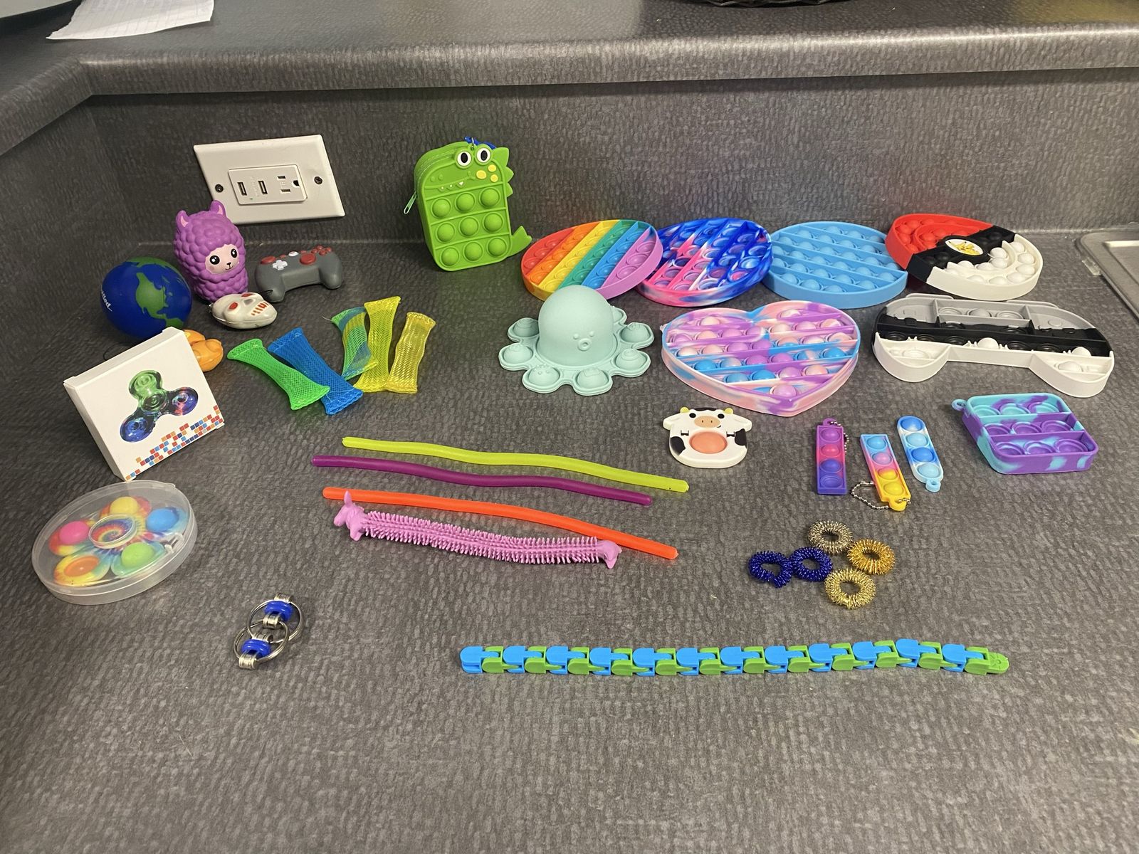 Large Lot of Fidget Toys - Pop-Its, Spinners, Sensory Stress Relief Collection