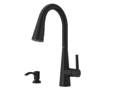 New in box Pfister Barulli Single Handle Pull Down Sprayer Kitchen Faucet with Deckplate