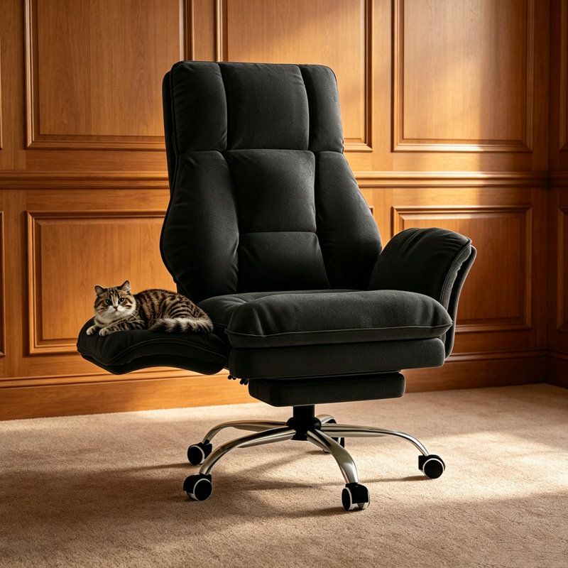 BRAND NEW Big and Tall Office Chair, Flip Armrests for Pets & Cross Legged Sitting Black Velvet