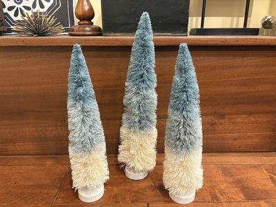 3 New Blue Ombré Bristle Bottle Brush Trees 12-14 Inch