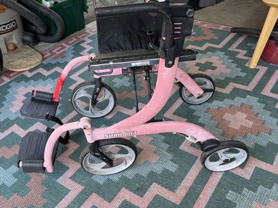 Drive Medical Nitro Duet Rollator Walker & Transport Chair - Pink, Lightweight, Foldable