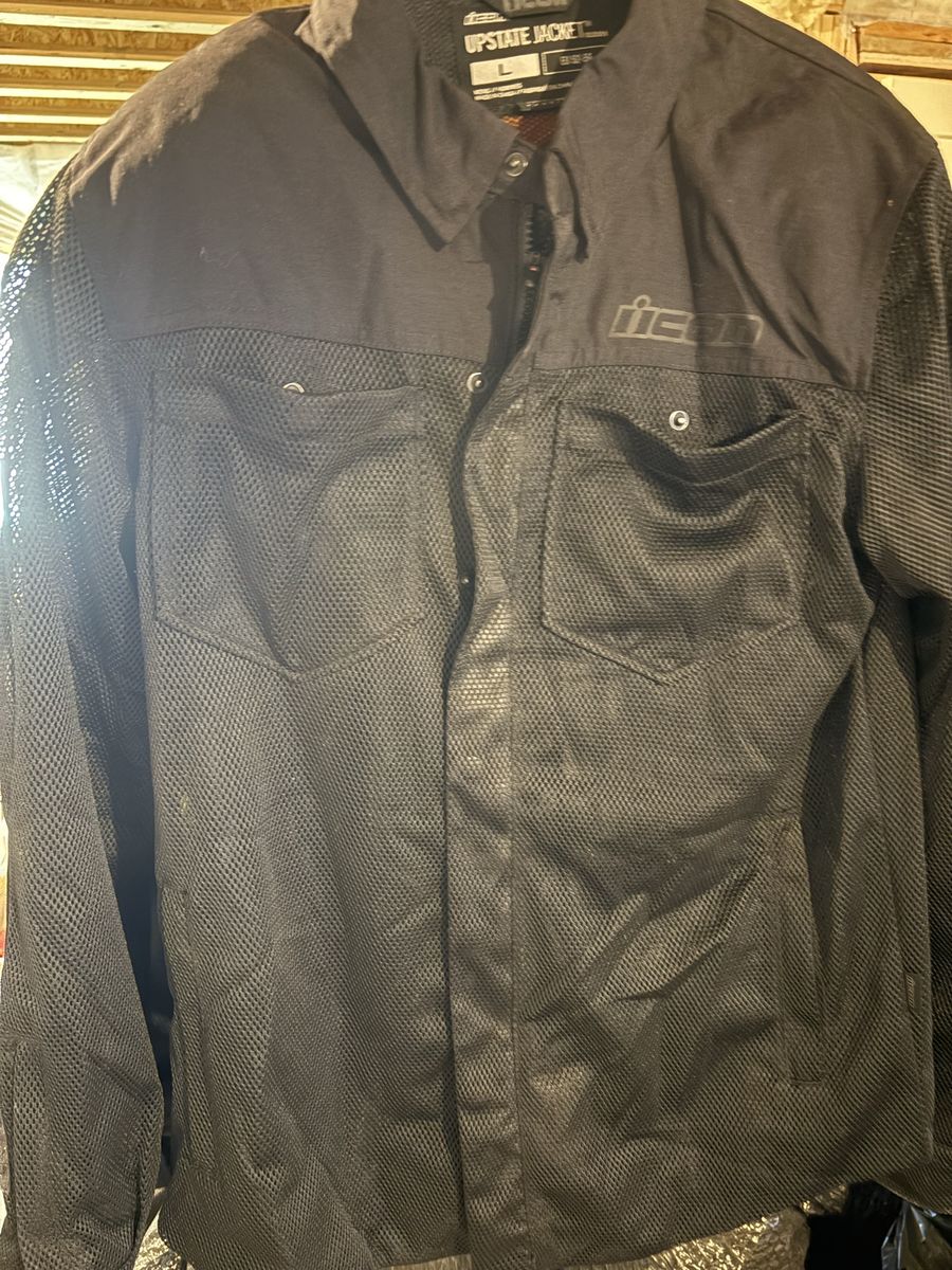Icon Upstate Jacket Men's Size L Black Cordura D3O Motorcycle Riding Gear