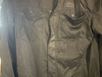 Icon Upstate Jacket Men's Size L Black Cordura D3O Motorcycle Riding Gear