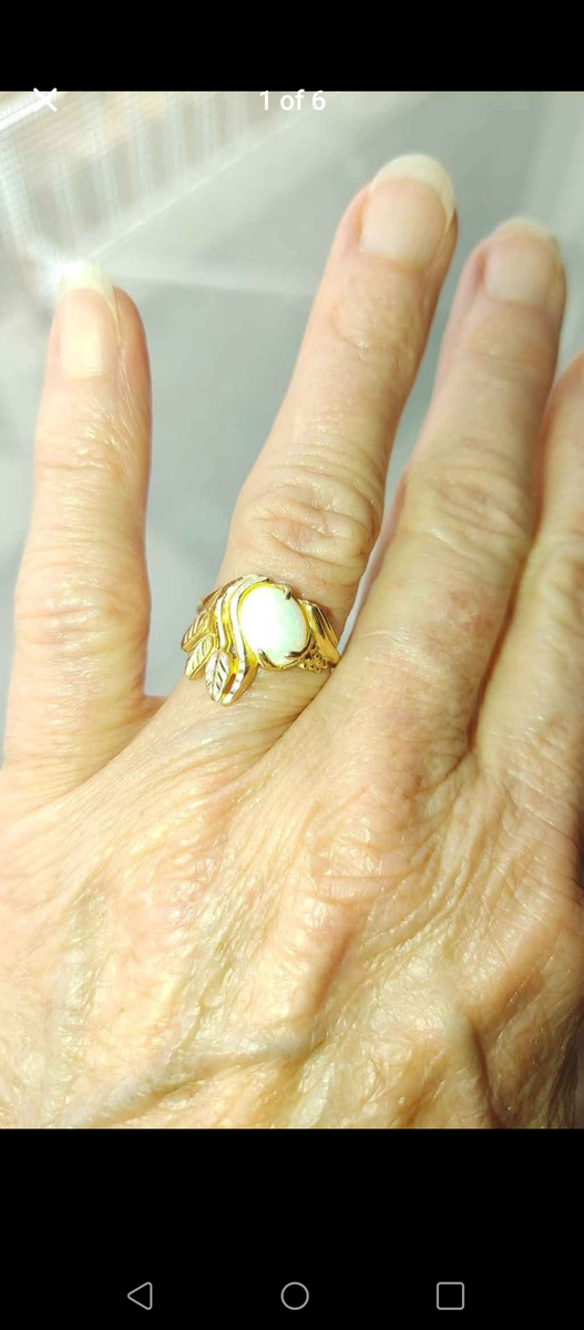 Black Bills Gold Opal Ring - Size 7