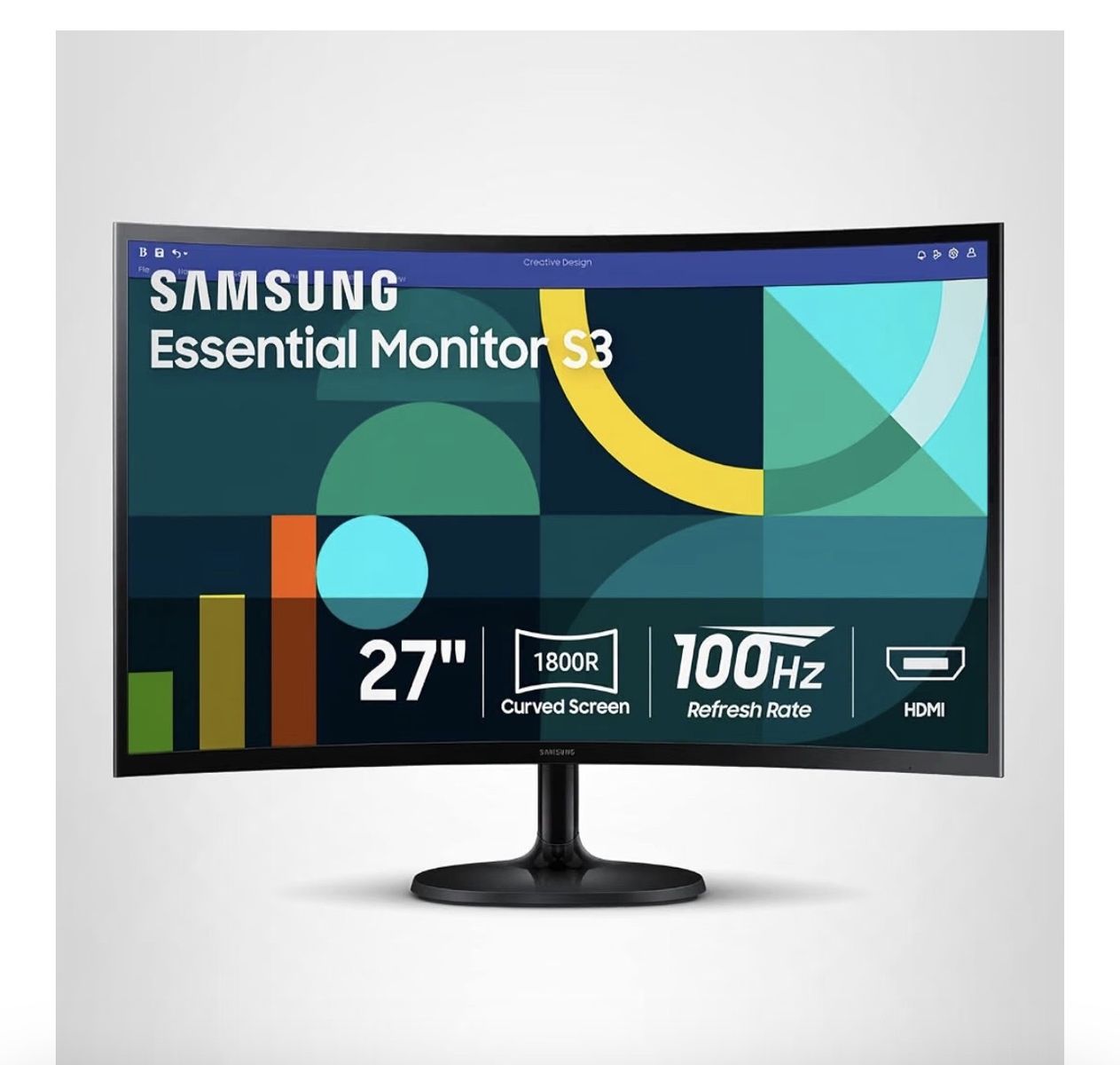 Samsung Essential Monitor S3 27" Curved Screen 100Hz Refresh Rate HDMI - New in Box