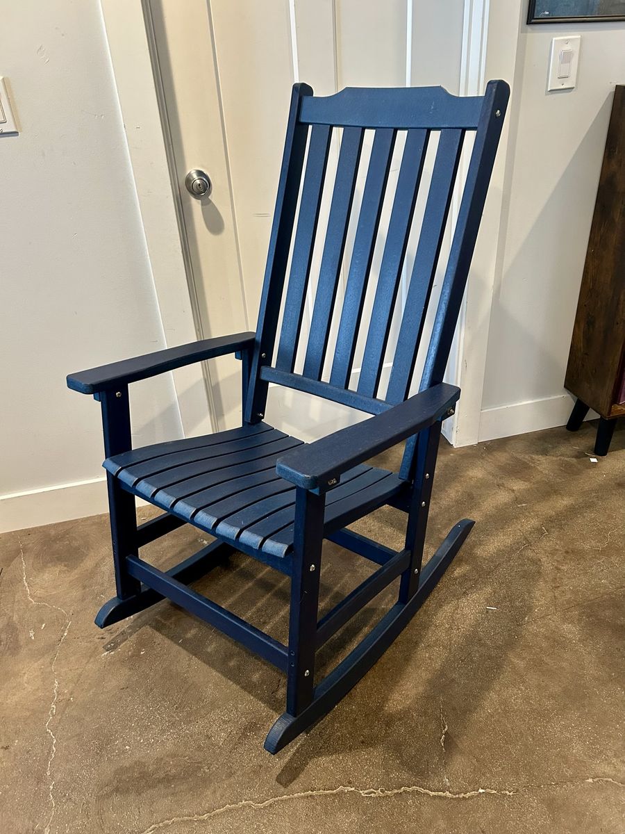 New Patio Rocking Chair High Back Blue Assembled