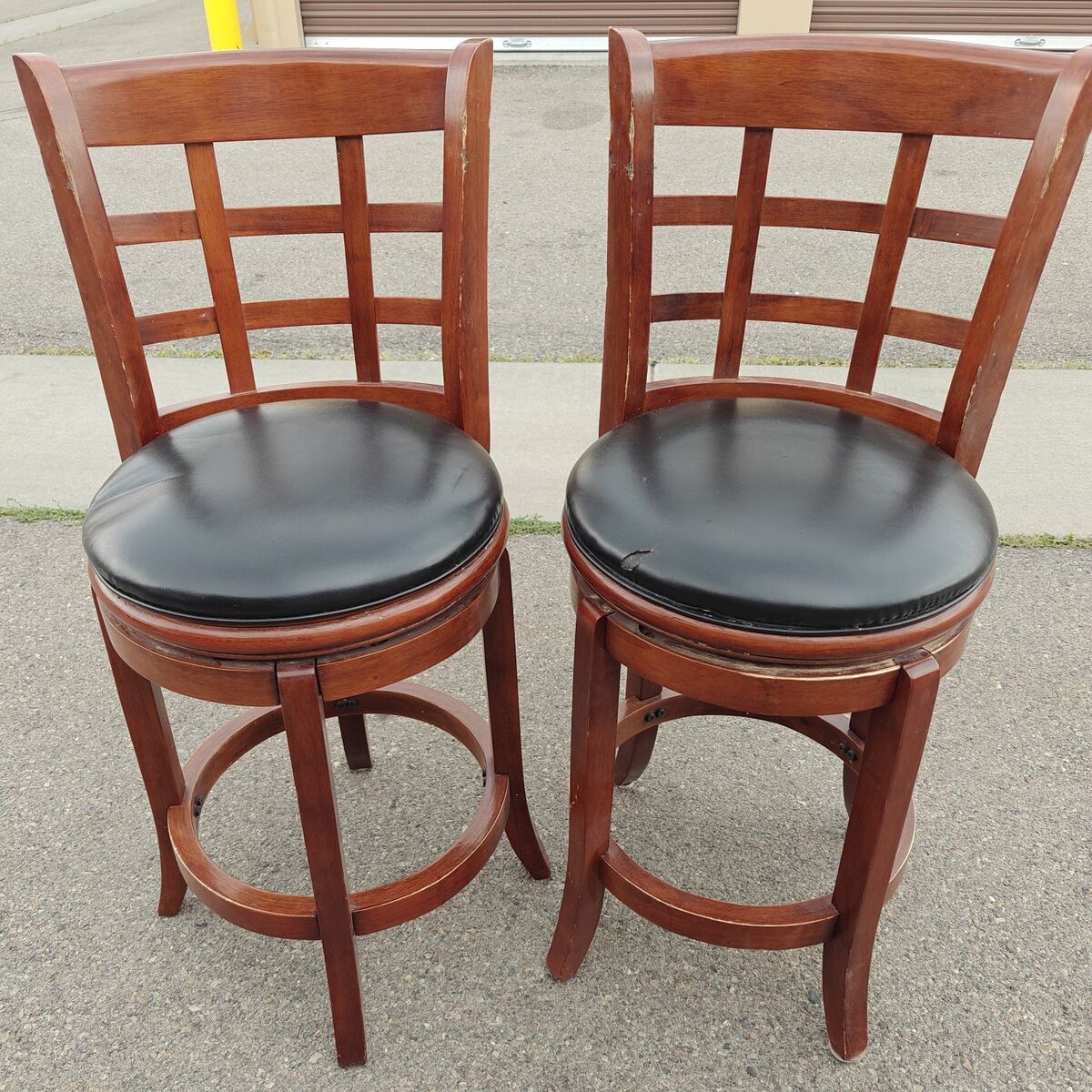 Wood and Leather Barstools