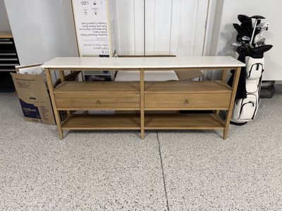 72” wide Console with white marble top