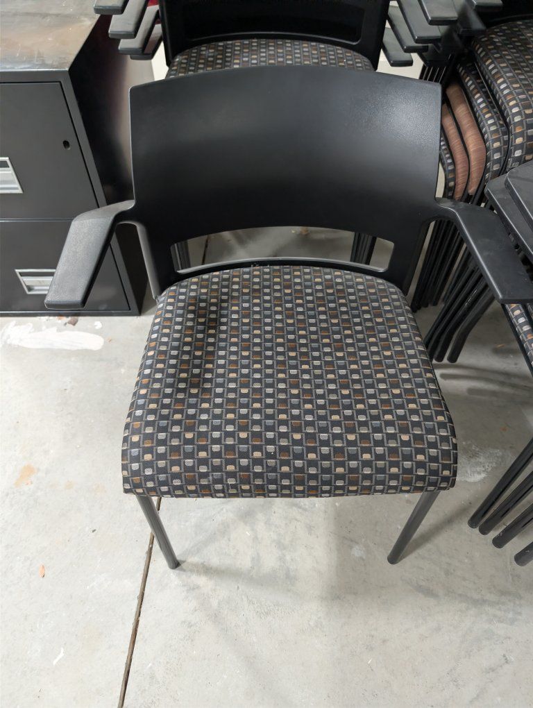 Stacking Commercial Office Guest Chairs with Armrests & Patterned Upholstered Seat