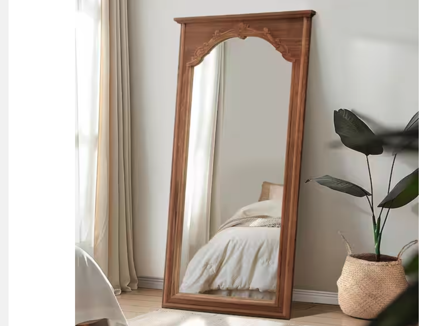 New 35 in. W x 71 in. H Full Length Vintage Carved Soild Wood Frame Wall Mirror