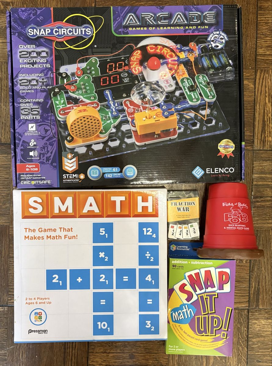 Educational Math & STEM Games Bundle - Elenco Snap Circuits Arcade, SMATH, Snap It Up & More