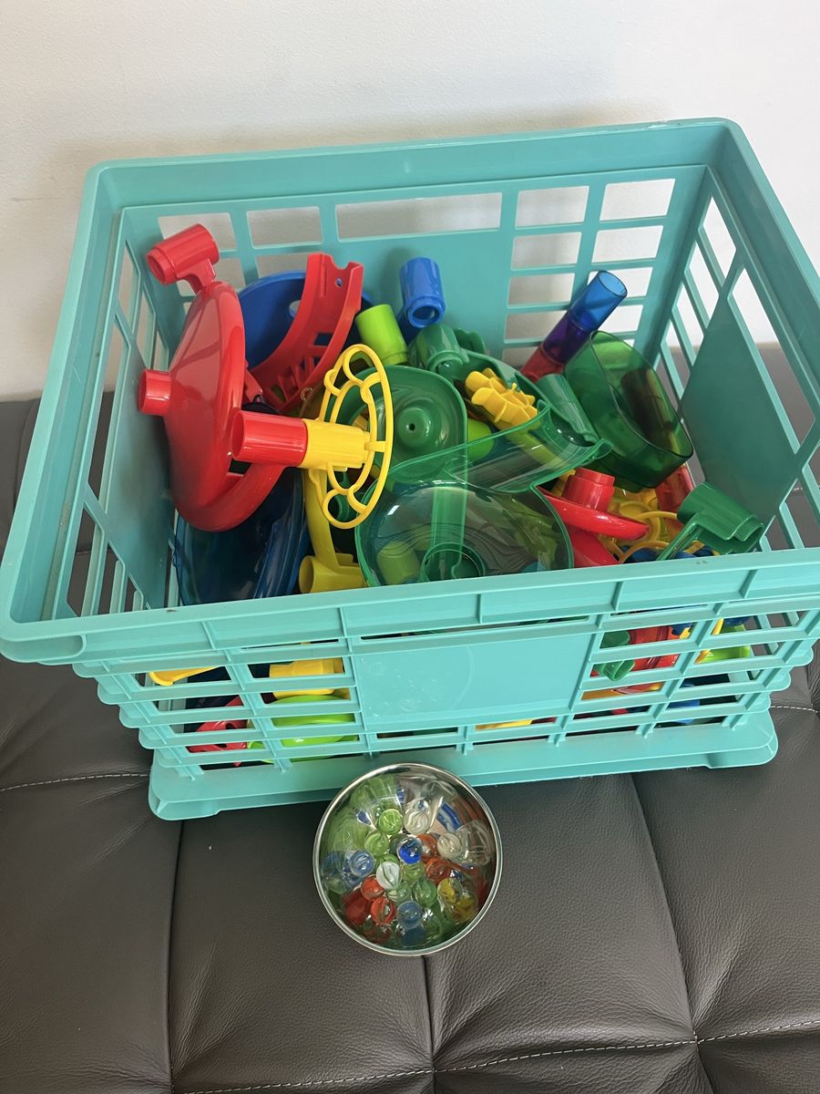 Large Marble Run Set with Marbles - Clear & Colorful Building Blocks for Kids