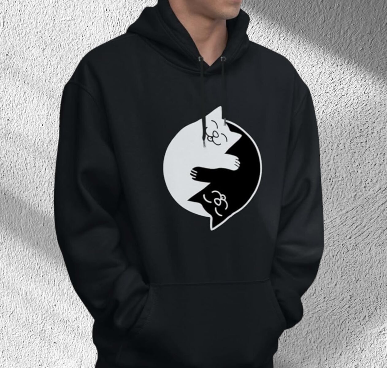 Yin Yang Cats Black Hoodie - New without tags - Size XXL
