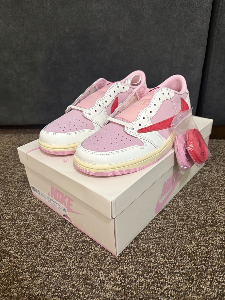 Travis Scott Jordan 1 Low OG Sail Tropical Pink - Mens Size 10