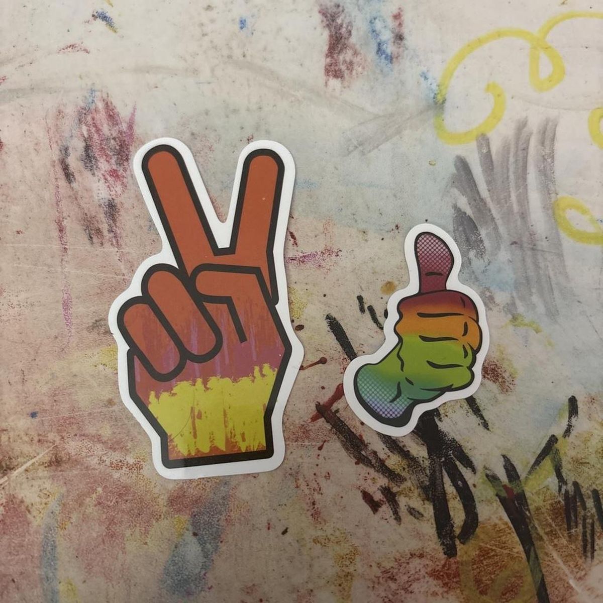 Peace Sign & Thumbs Up Rainbow Decal Sticker Set - Art & Craft Supplies