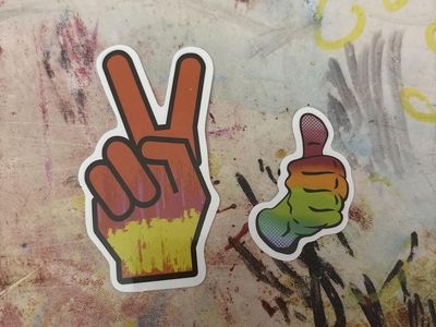 Peace Sign & Thumbs Up Rainbow Decal Sticker Set - Art & Craft Supplies