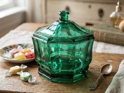 Vintage Emerald Candy Dish with Lid