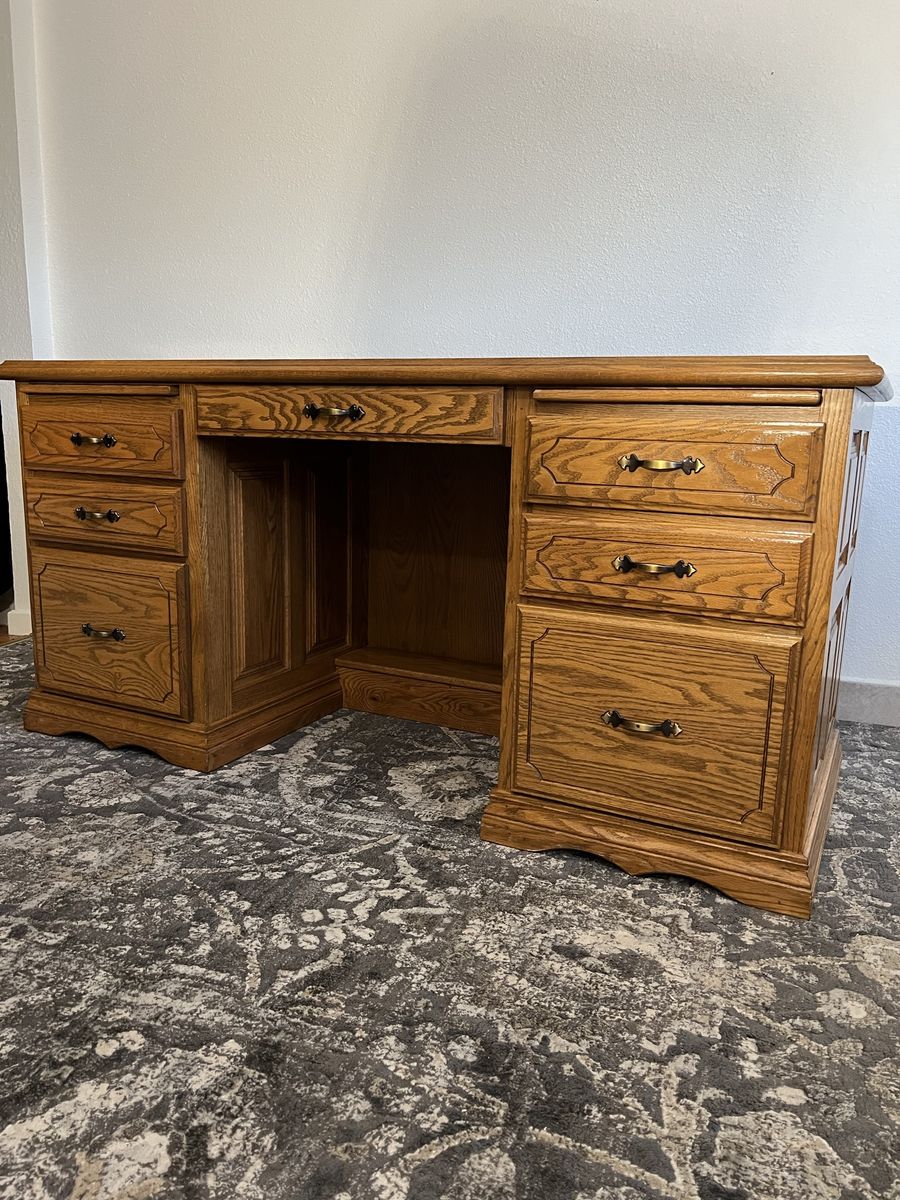 Desk - Heavy Solid Oak