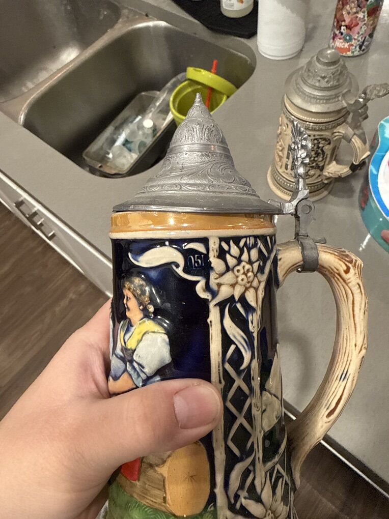 Vintage German Beer Stein – Pewter Lid – 0.5L