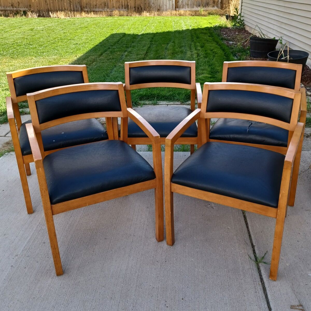 Mid Century Faux Leather Side Chairs