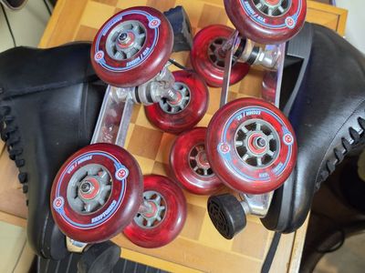 Riedell Model 120 D Roller Skates Size 8 Black Boots with Kryptonics 100mm 82A Wheels