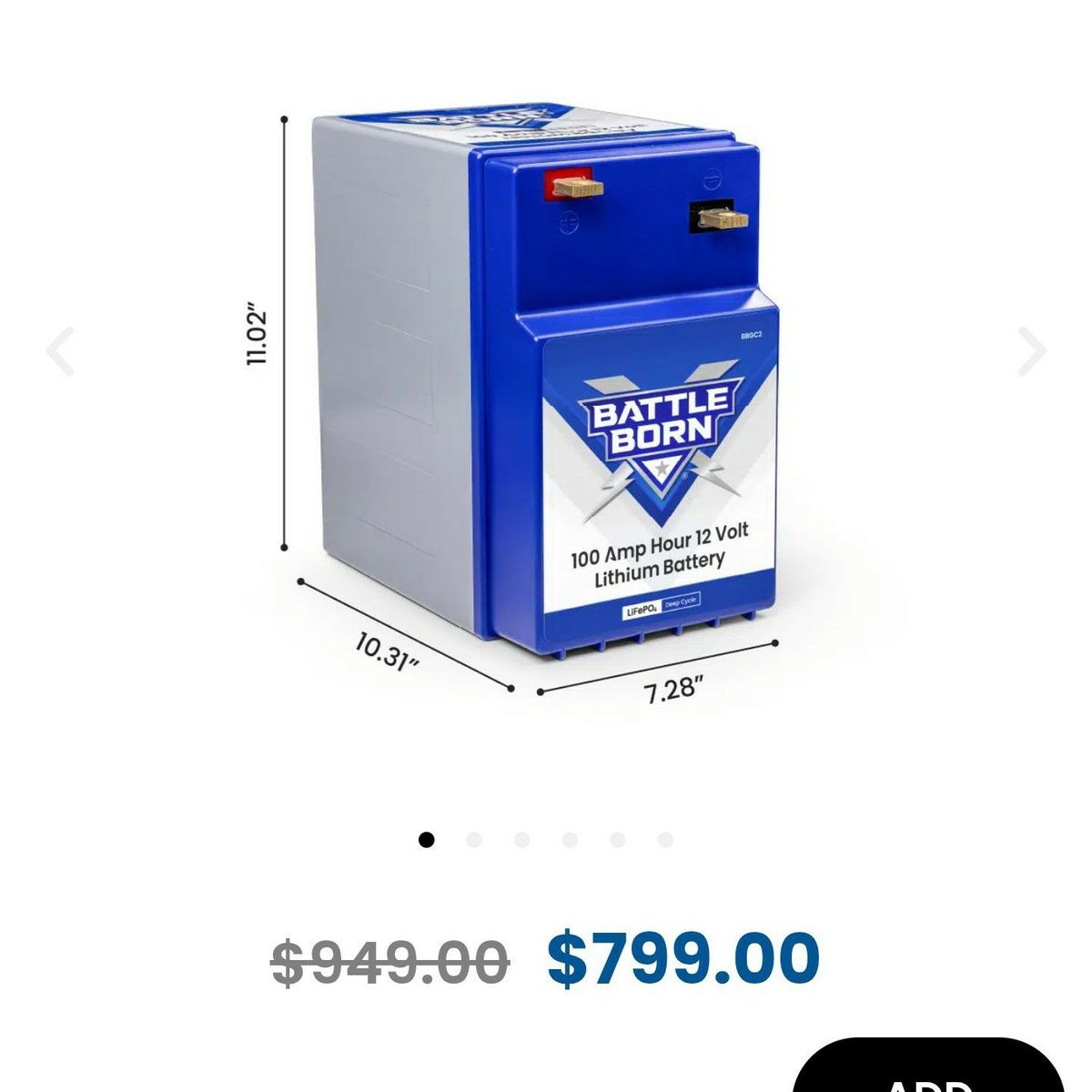 BATTLE BORN - 100Ah 12V GC2 LiFePO4 Deep Cycle Bat