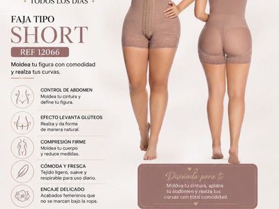 Salome 'Faja Tipo Short' Shaper - Slimming, Tummy Control, Butt Lift, Lace Detail - M, L, XL