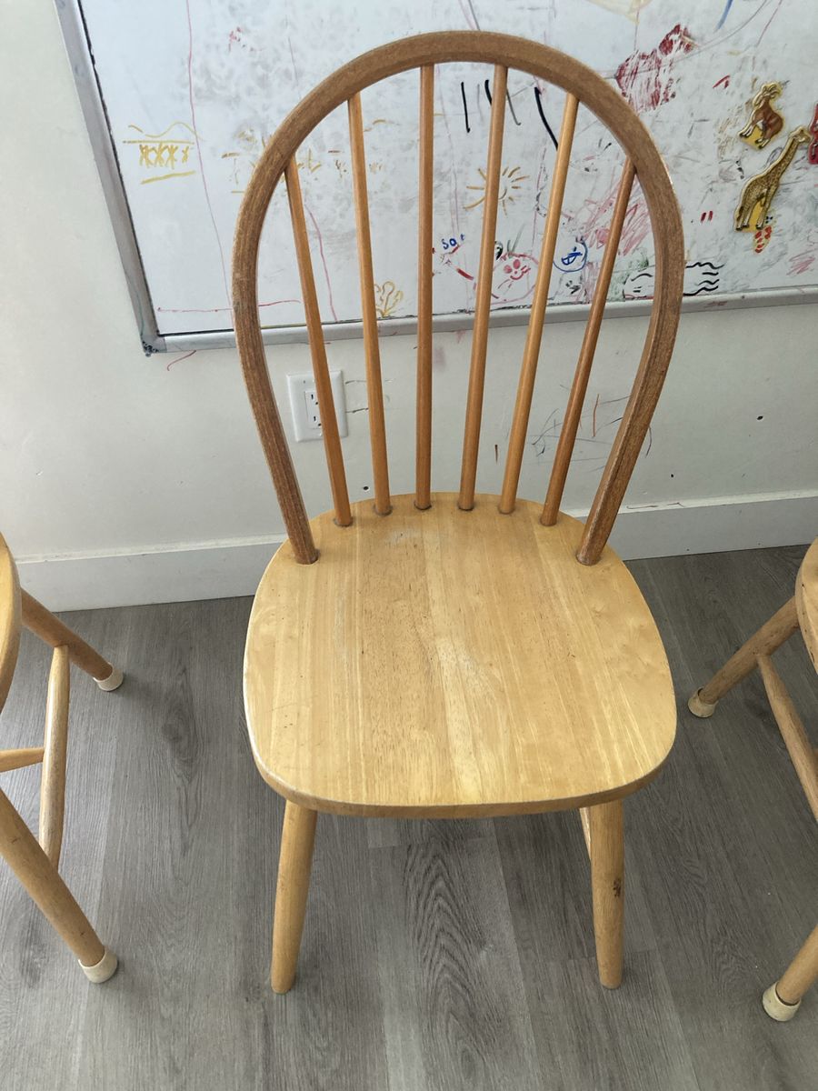 Wood Spindle Back Dining Chairs - Natural Finish, Classic Style