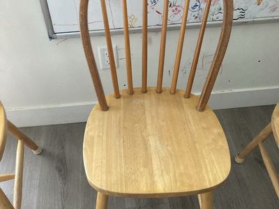 Wood Spindle Back Dining Chairs - Natural Finish, Classic Style