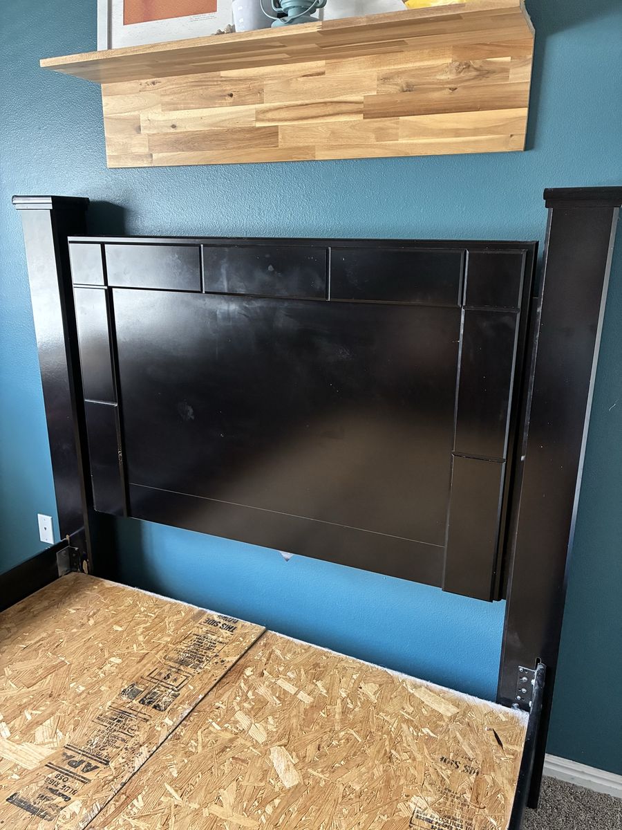 Black Wooden Queen Size Bed Frame with Headboard and Footboard