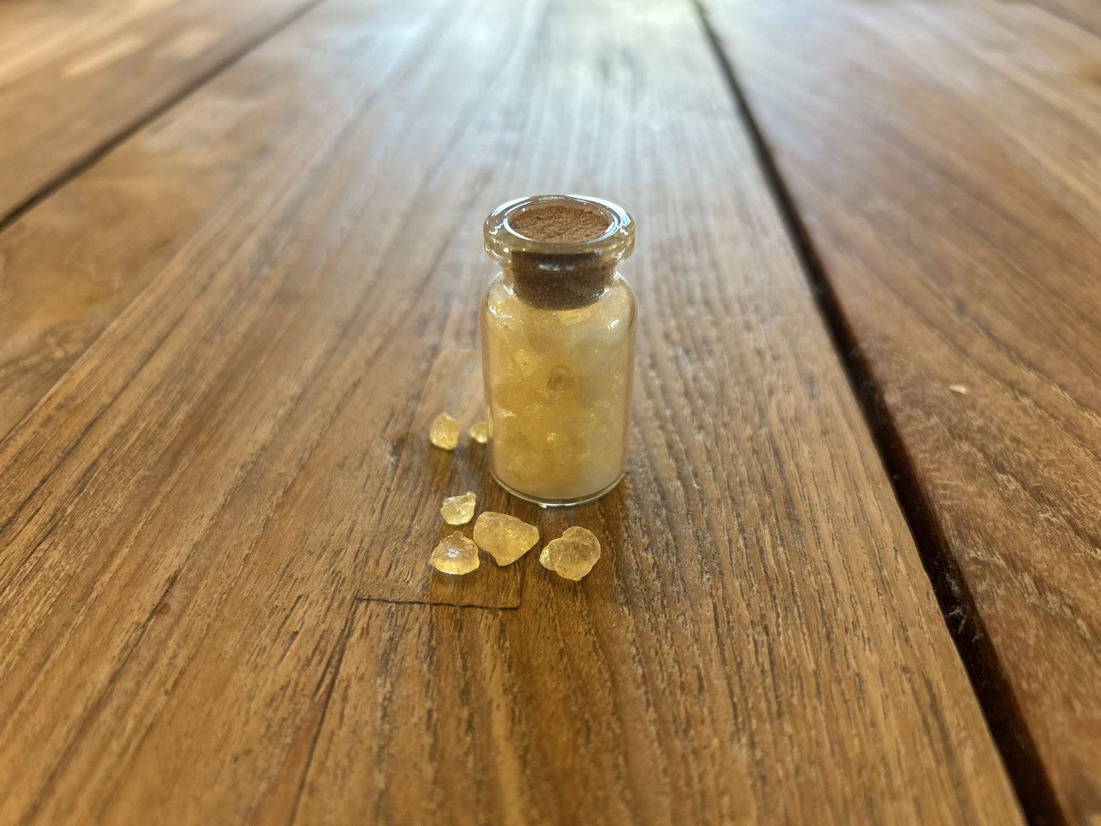 Glass Apothecary Bottle with Natural Frankincense Resin from Oman 