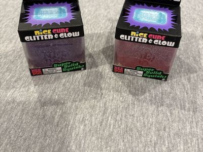NeeDoh Nice Cube Glitter & Glow Squishy Stress Toy Lot of 2