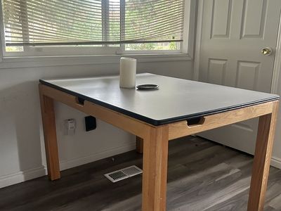 Mid-Century Style Wooden Frame Dining Table / Desk - White Top (48" x 36")