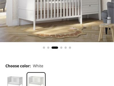IKEA SUNDVIK White Crib - 27 1/2 x 52" (Adjustable Bed Base, Max Load 50 lbs)