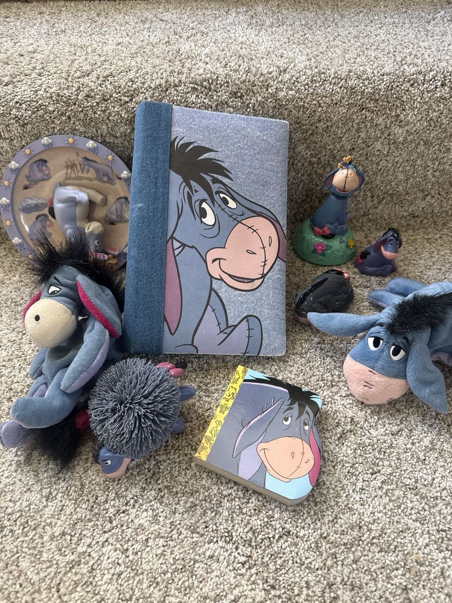 Disney Winnie the Pooh Eeyore Lot - Plushies, Figures, Decor & Journal