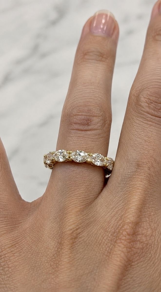 1ct eternity band 14k yellow gold lab diamond.
