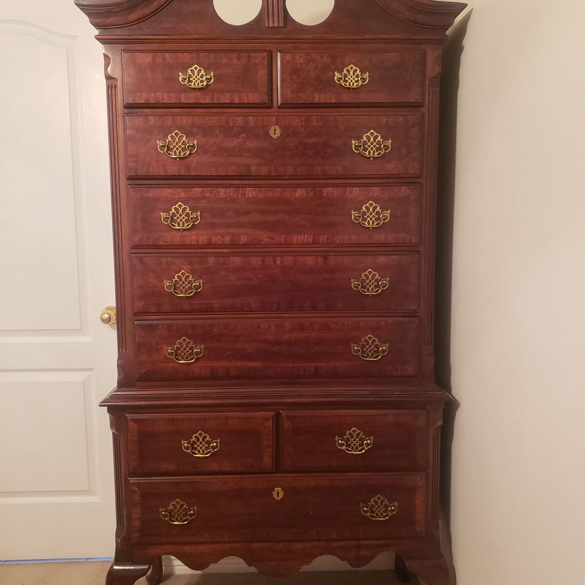 vintage high boy wood dresser
