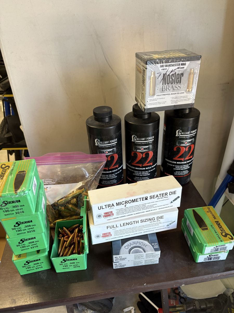 Forster Products .300 Win Mag Reloading Dies, Alliant Powder, Sierra & Nosler Components
