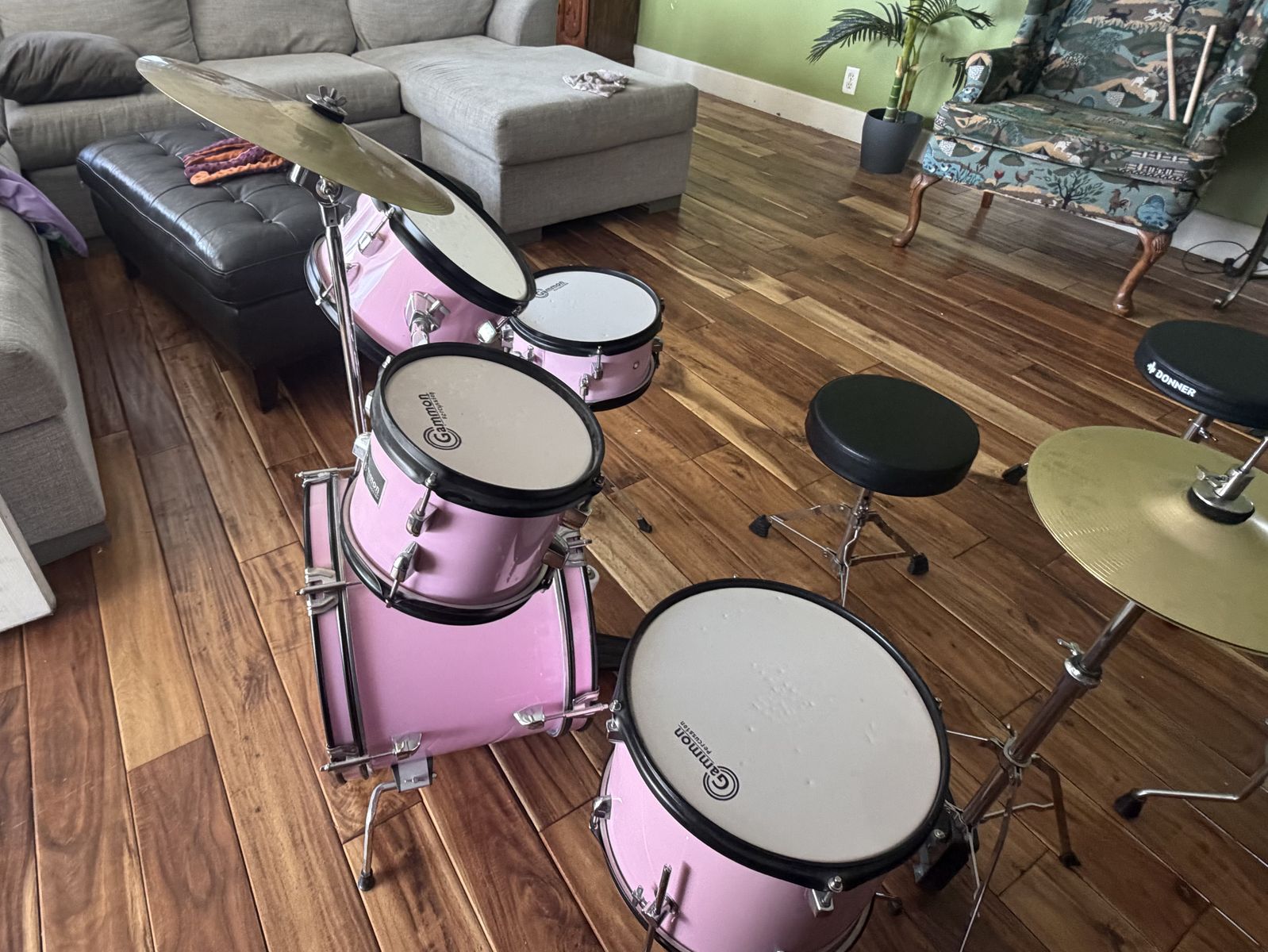 Gammon Percussion 5-Piece Junior Drum Set (pink)